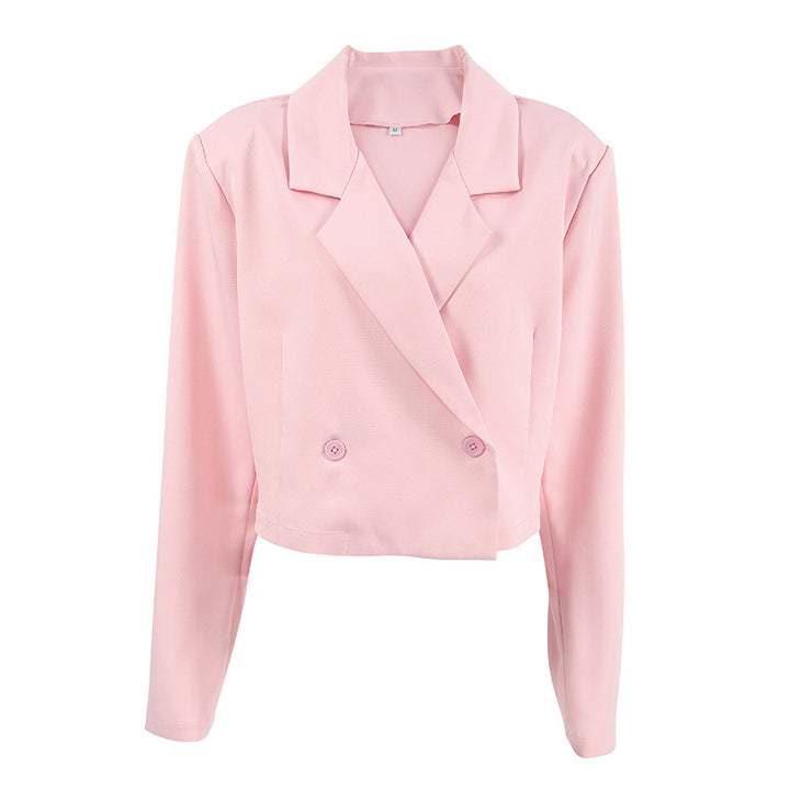 Damen Cropped Blazerjacke mit oversized Ärmeln und Detailknöpfen Drune