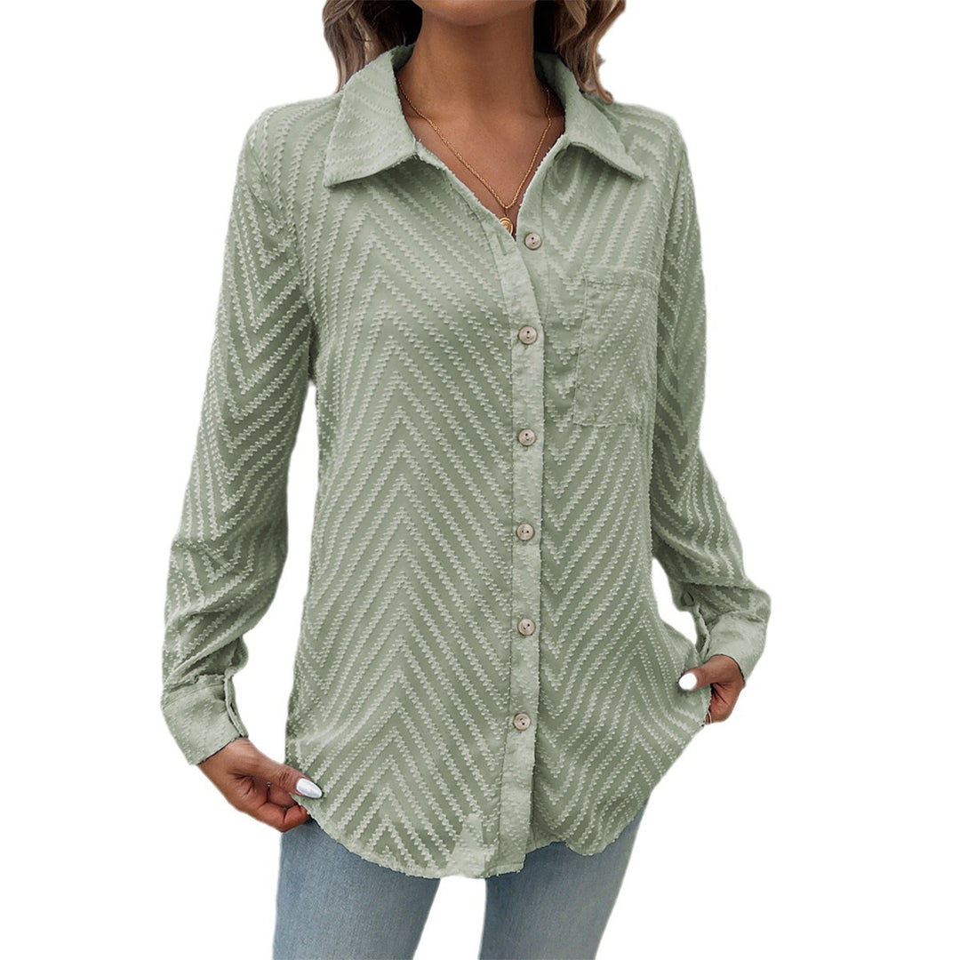 Damen Elegante Bluse mit transparenten Ärmeln und Knopfverschlüssen Drune