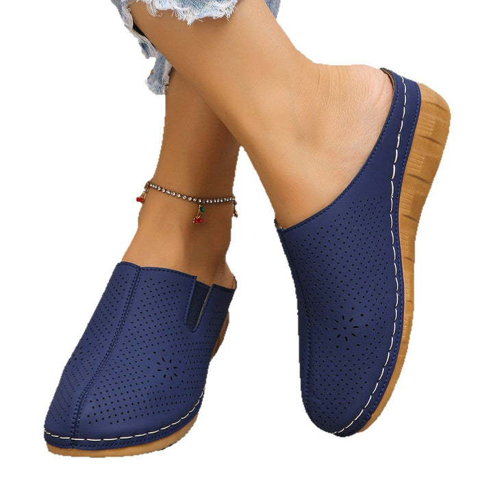Damen Komfortable Clogs mit atmungsaktivem Leder-Obermaterial und elegantem Holz-Detail Drune