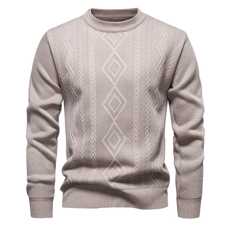 Herren nan gestrickter Rundhalspullover mit Rautenmuster und feinem Strukturstrick Drune