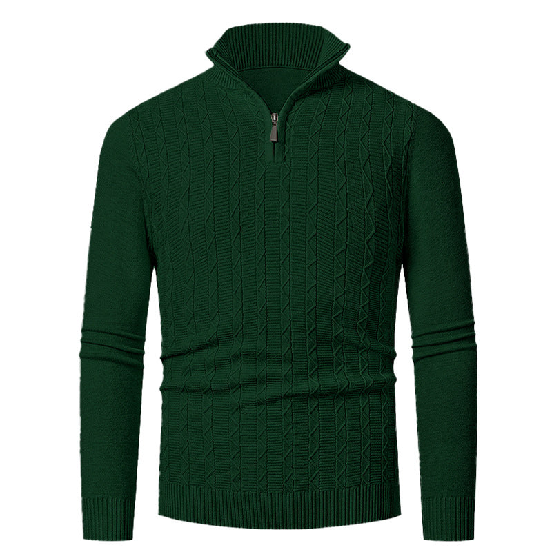 Herren Strickpullover mit hohem Kragen und feinem Zopfdesign Drune