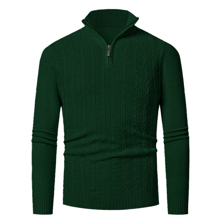 Herren Strickpullover mit hohem Kragen und feinem Zopfdesign Drune