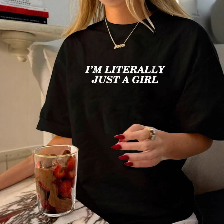 Damen Oversized Statement T-Shirt mit kreativem Schriftzug Drune