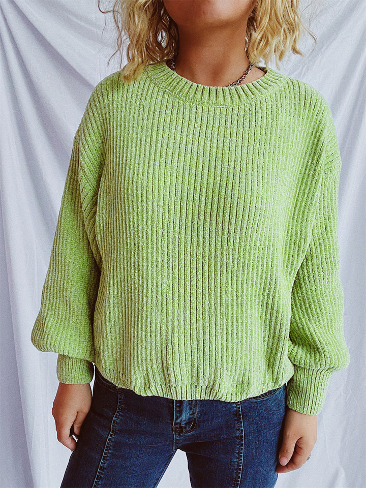 Damen gemütlicher Grobstrickpullover mit weiten Ärmeln und strukturiertem Design Drune