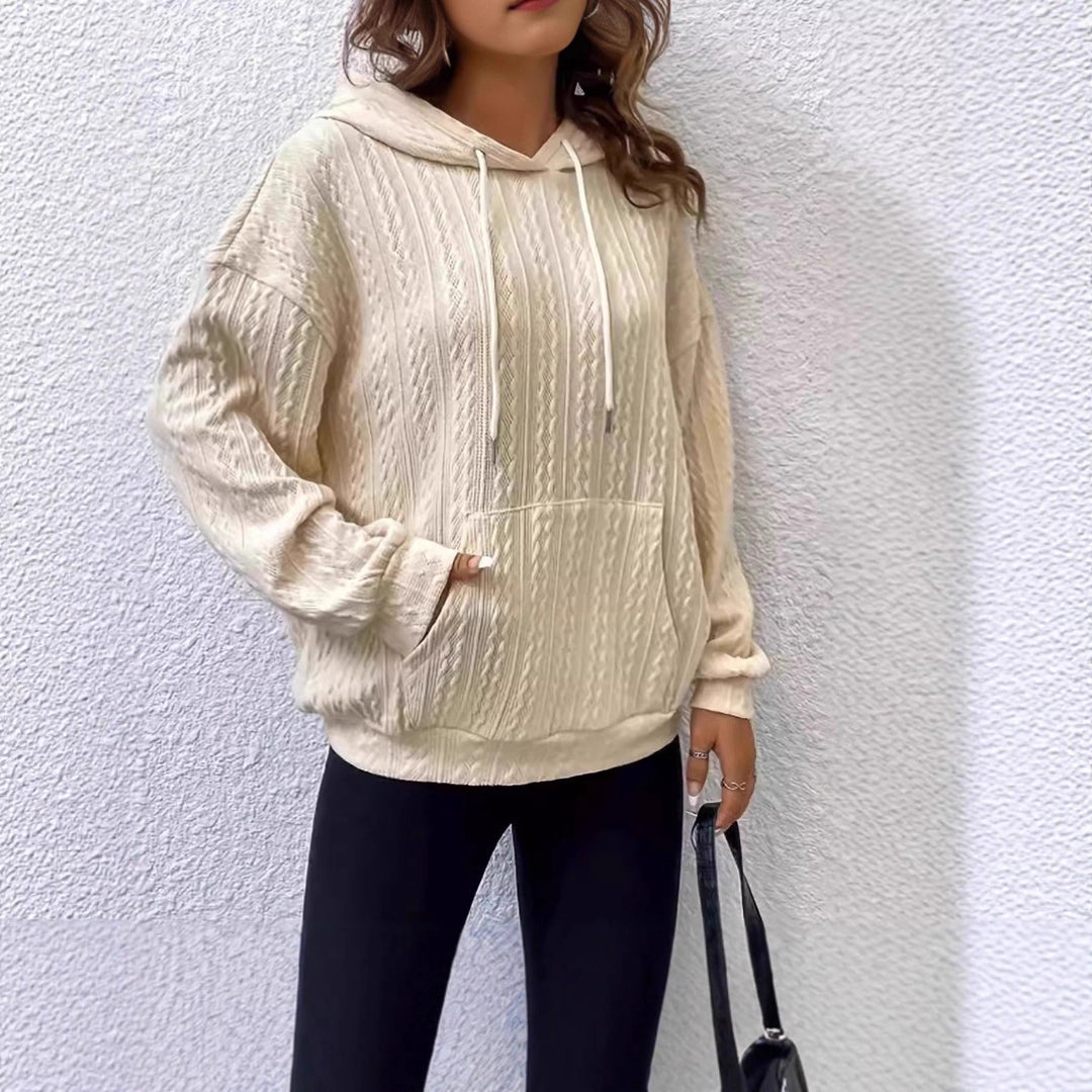Damen Hoodie mit strukturiertem Strickdesign und bequemer Passform Drune