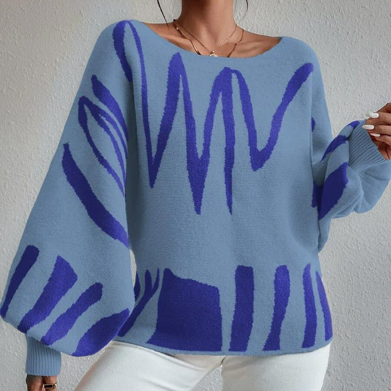 Damen Oversized Strickpullover mit asymmetrischem Design und lässigem Ausschnitt Drune