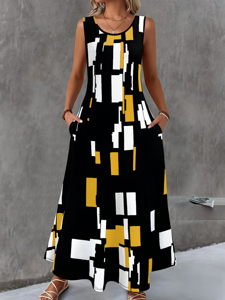 Damen Maxikleid mit buntem Grafikdesign Drune
