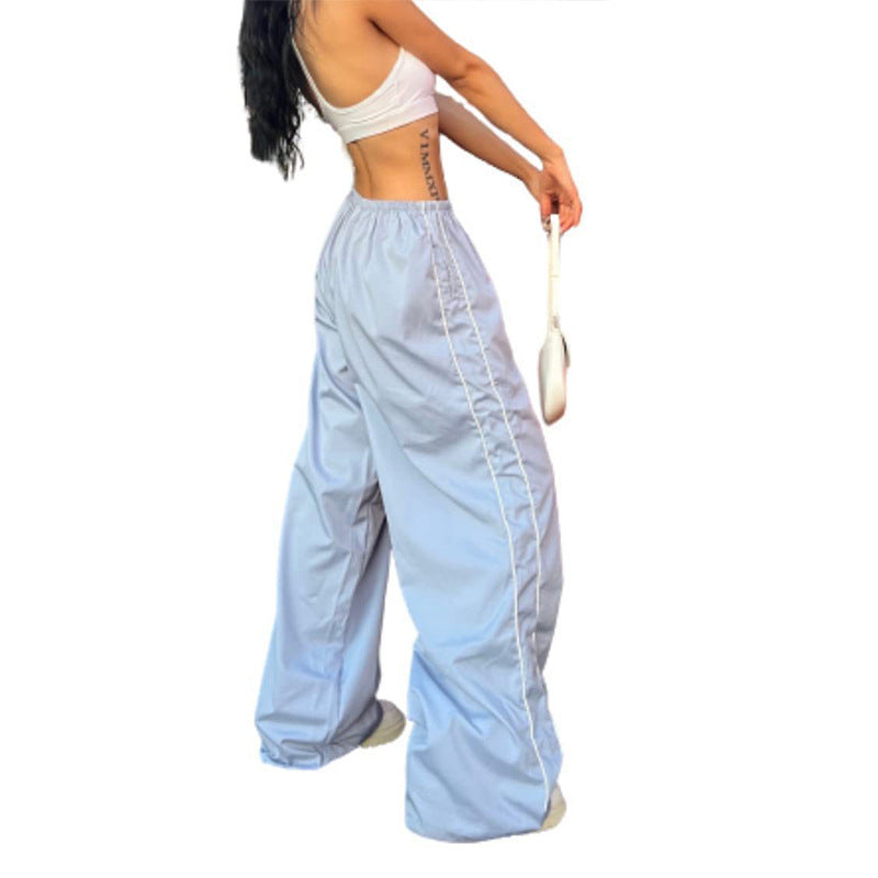 Damen Weite Satin-Hosen mit elastischem Bund Drune