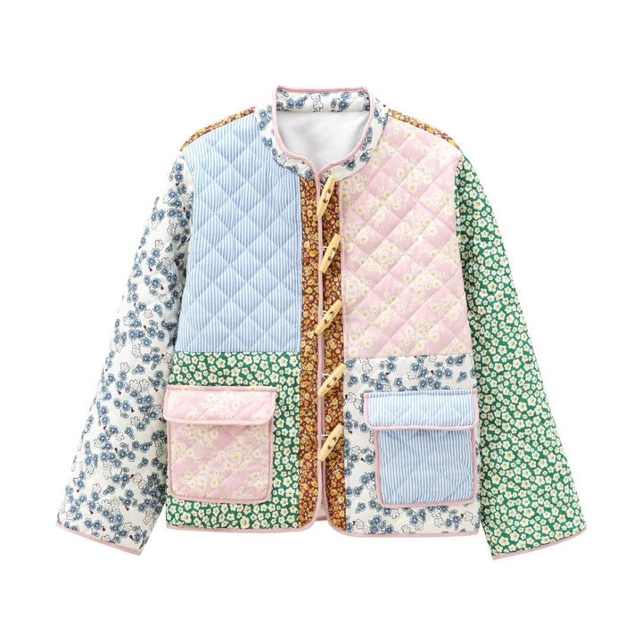 Damen Steppjacke mit buntem Patchwork-Muster Drune