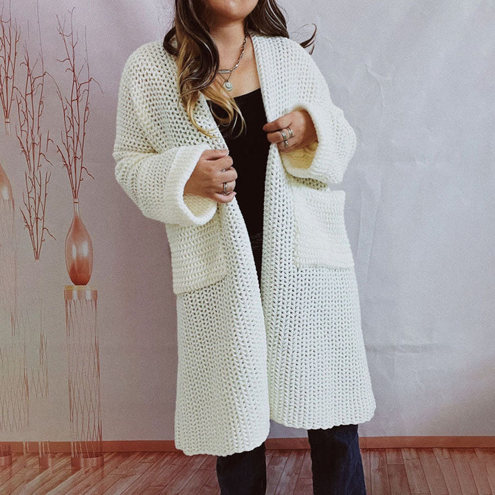 Drune | Lange Strickjacke mit Taschen Chunky Strick Weiche und Lässige Silhouette