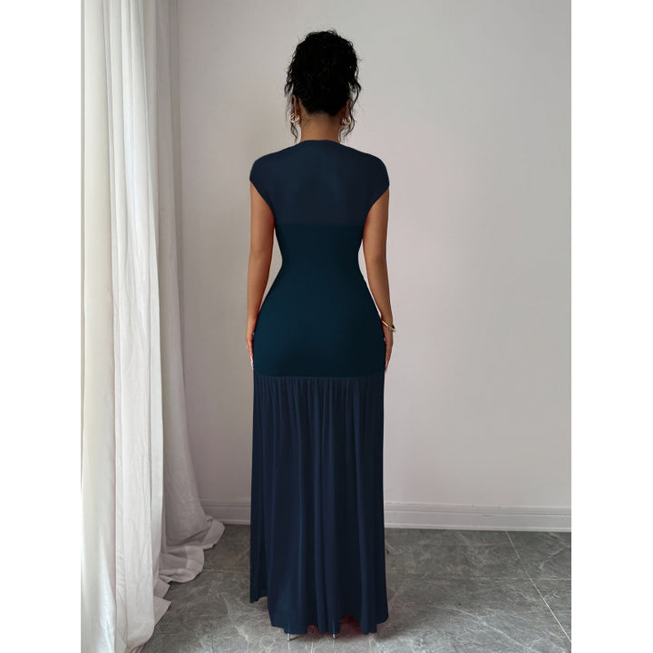Damen Elegantes Maxikleid mit raffiniertem Drapée und transparentem Rock Drune