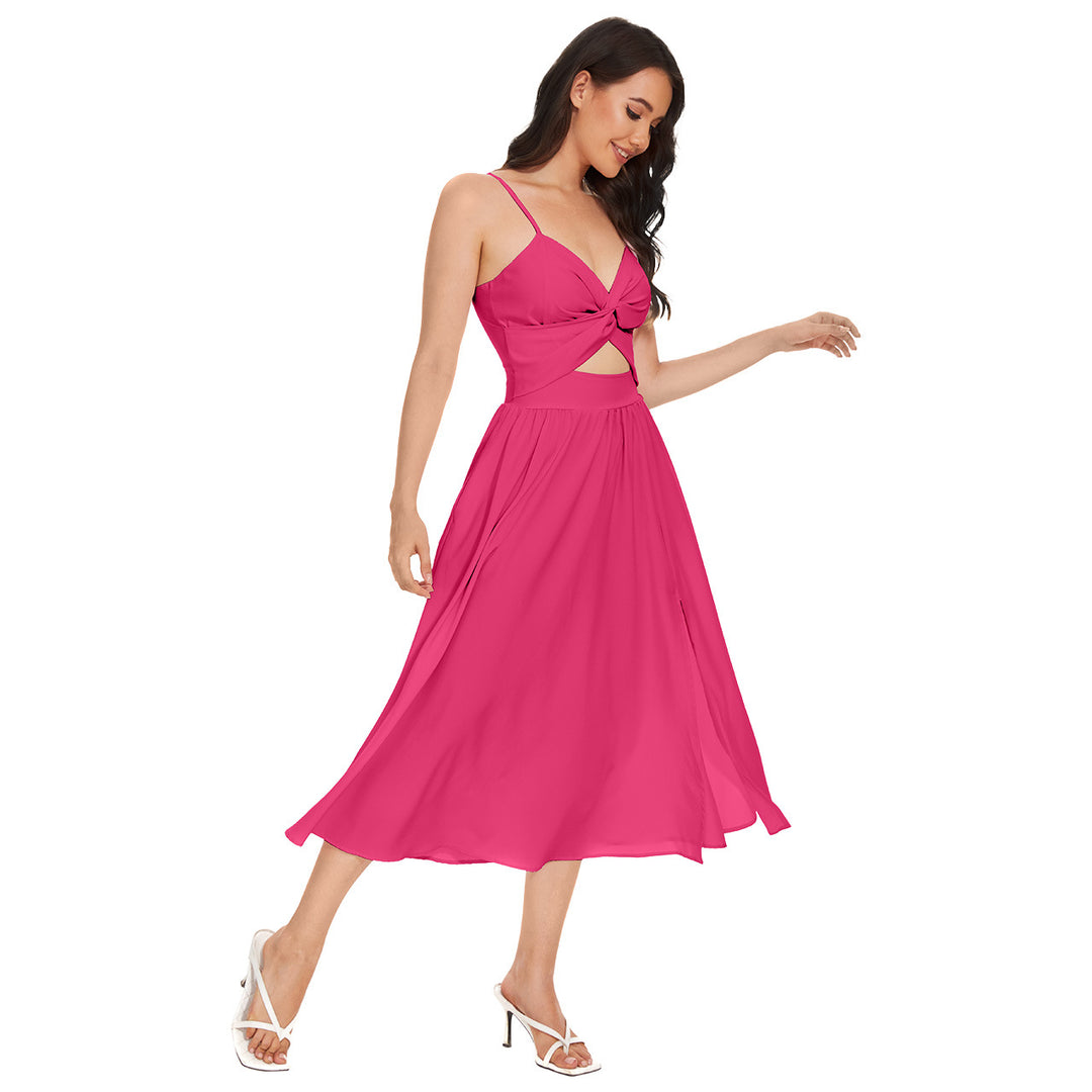 Damen Zweiteiler Ensemble mit elegantem knotenfreier Bluse und fließendem Rock mit Schlitz Drune