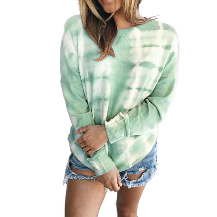 Damen Freizeit Sweatshirt mit modernem Batik-Design und lässigem Schnitt Drune