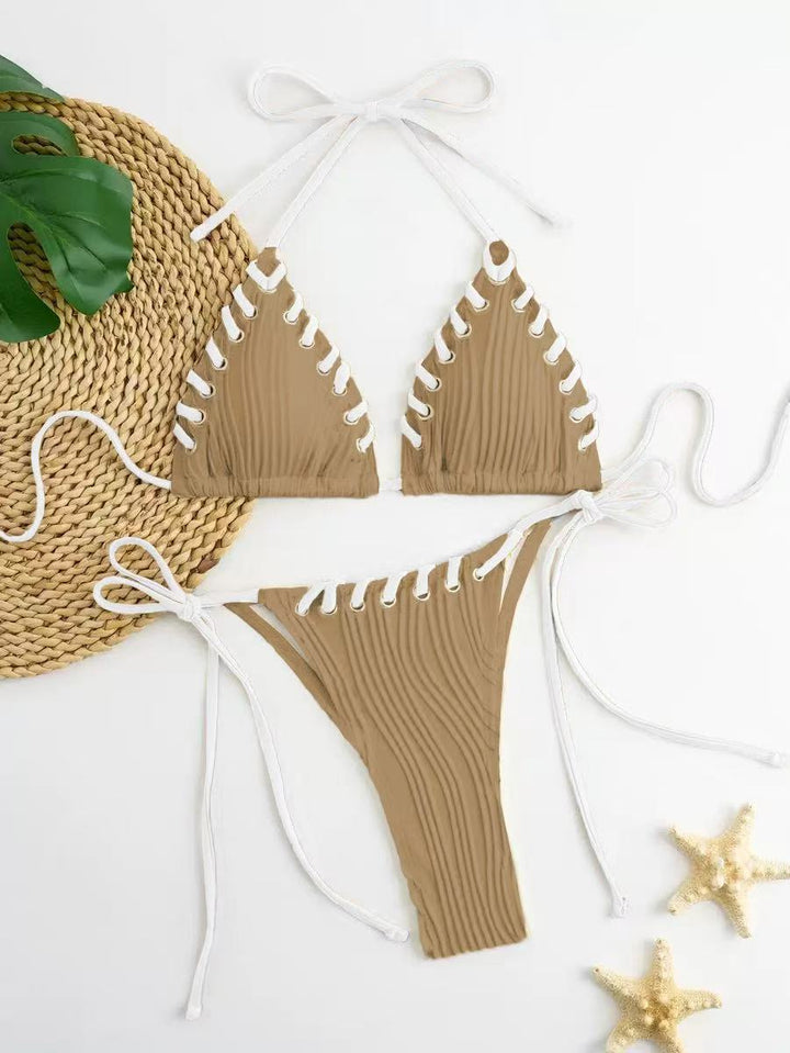 Damen Triangel-Bikini mit raffinierten Schnürdetails und moderner Rippstruktur Drune