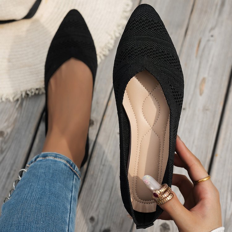 Damen Spitzer Ballerinas aus atmungsaktivem Strickmaterial mit flexibler Sohle Drune