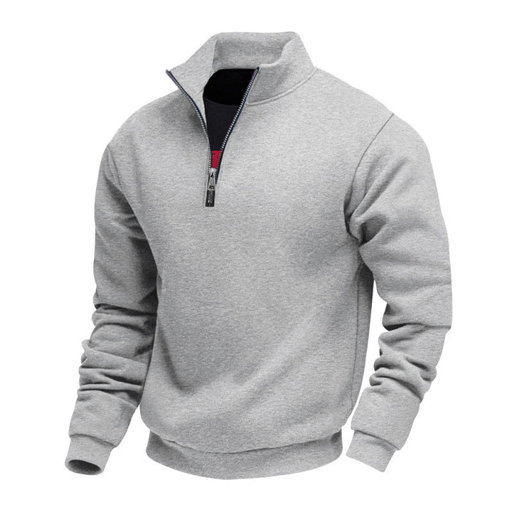 Herren lässiger Stehkragenpullover mit funktionalem Reißverschluss Drune