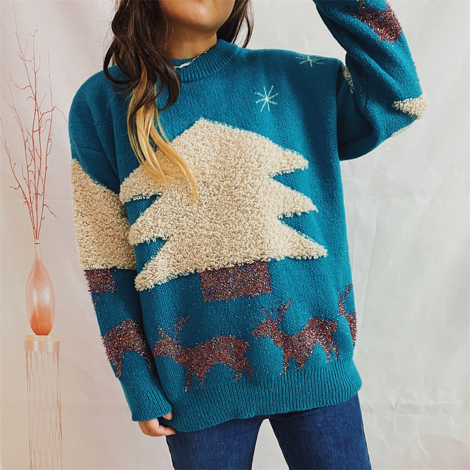 Damen Kuscheliger Winterpullover mit festlichem Design Drune