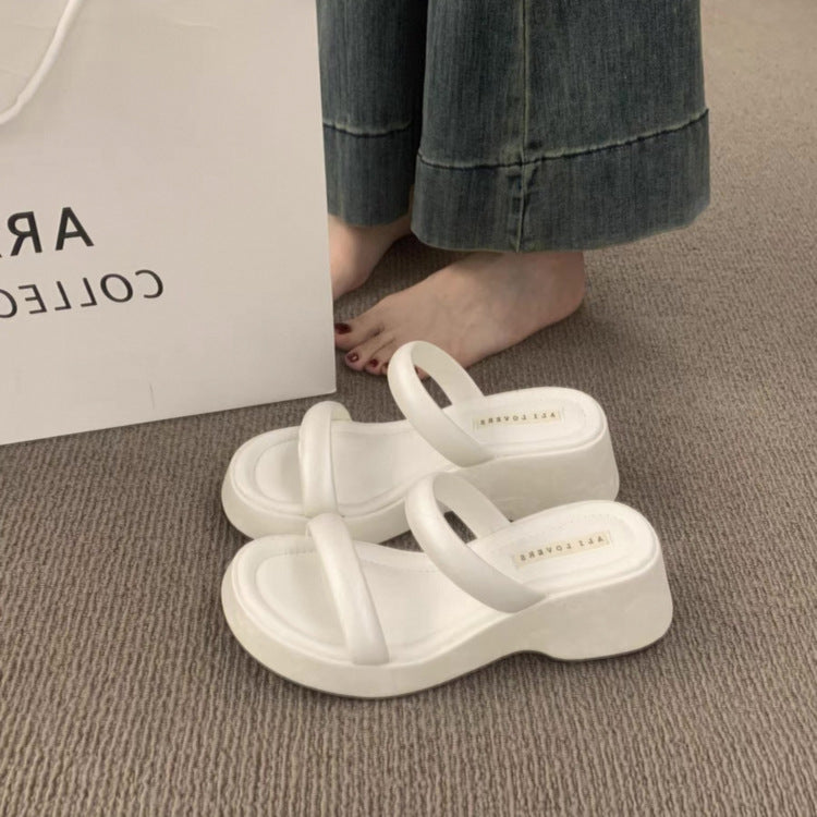 Damen modische Plateausandalen mit breiten Riemen und ergonomischer Sohle Drune