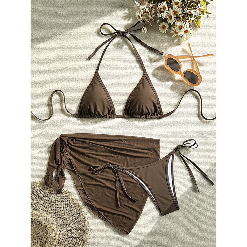 Damen Triangel-Bikini mit Wickelrock und verstellbaren Trägern Drune