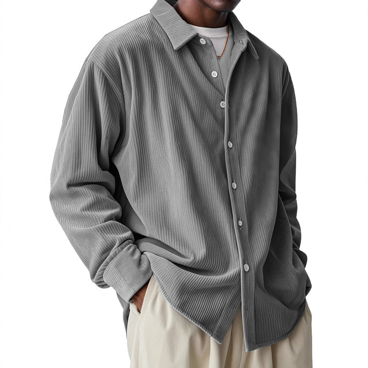 Herren nan oversized Kordhemd mit feiner Rippenstruktur und Relaxed-Fit Drune