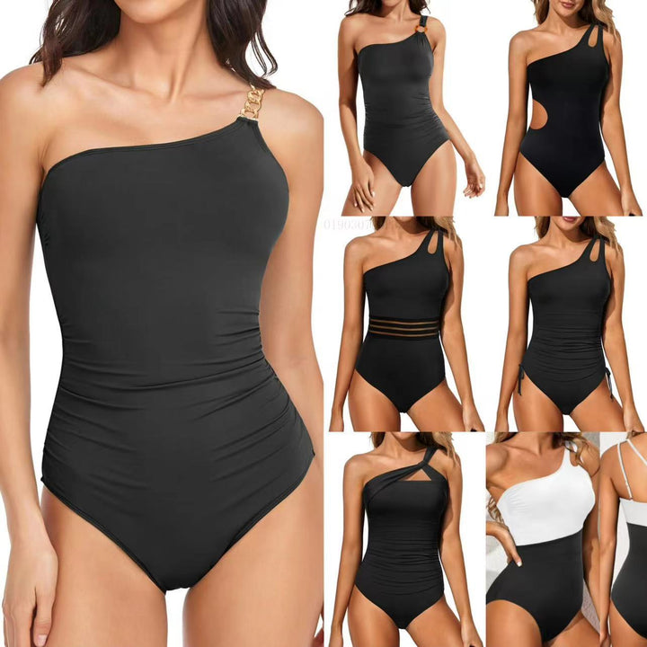 Damen Einseitiger Badeanzug mit schickem Farbblock-Design Drune