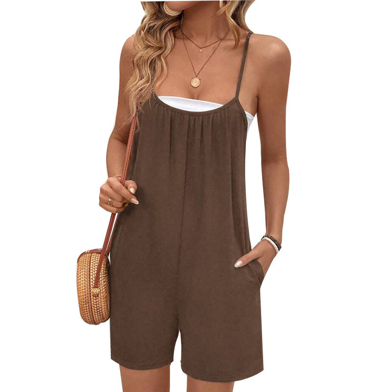 Damen praktischer Jumpsuit mit weit geschnittenem Bein und Freizeitlook Drune