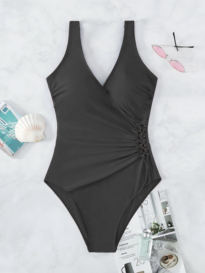 Damen Einteiliger Badeanzug mit raffiniertem Wickeldesign Drune