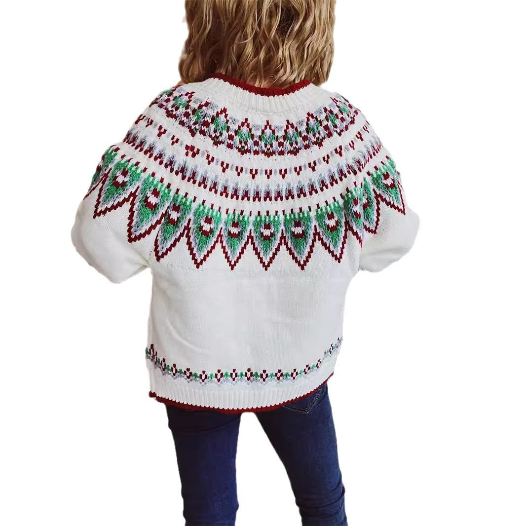 Damen Strickjacke mit festlichem Norweger-Muster und umschläglicher Knopfleiste Drune