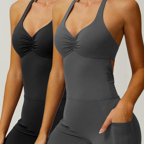 Damen Sportlicher Jumpsuit mit figurbetontem Schnitt und Trägern Drune