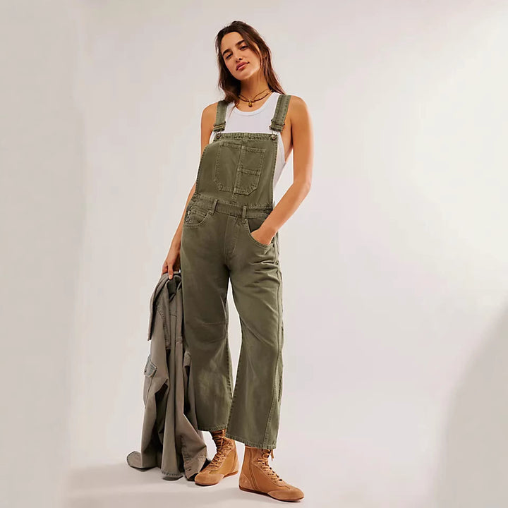 Damen lässige Denim-Latzhose im modernen Schnitt mit verstellbaren Trägern Drune