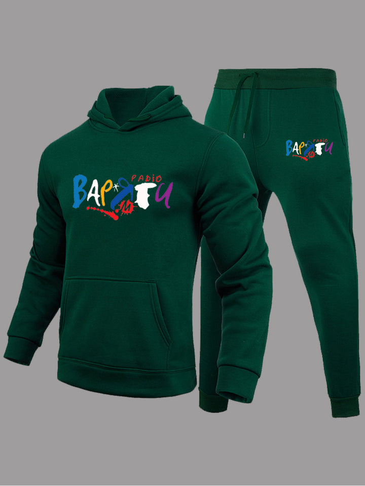 Damen modischer Kapuzenpullover und Jogginghose Set mit kreativem Aufdruck Drune