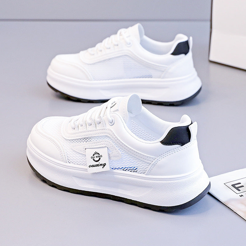 Damen nan leichte Plateausneaker mit atmungsaktivem Mesh-Obermaterial, gepolstertem Fersenkragen und stoßdämpfender EVA-Sohle Drune