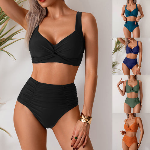 Damen Hochgeschnittenes Bikini-Set mit knotenförmigem Oberteil und figurschmeichelndem Design Drune