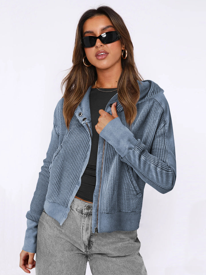 Damen lässige Kapuzenjacke mit strukturiertem Obermaterial und Reißverschluss Drune
