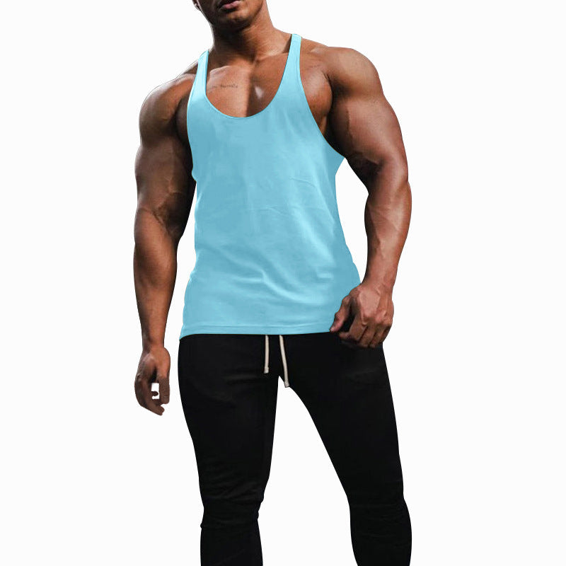 Herren nan athletisches Tanktop mit tiefem Armausschnitt und schmalen Trägern am Rücken aus Baumwollstretch Drune