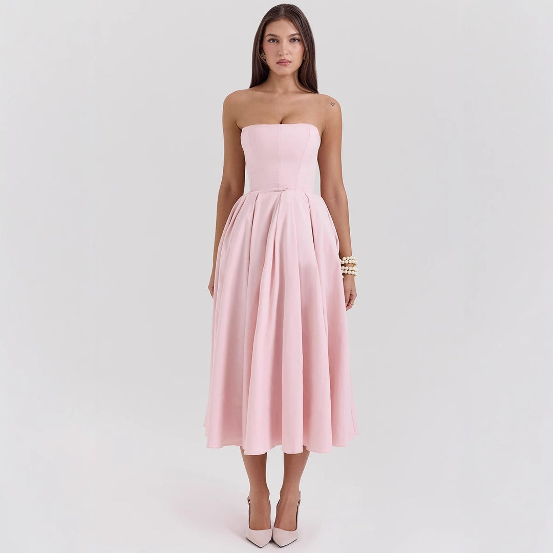 Damen Abendkleid mit Herz-Ausschnitt und schwingendem Rock Drune