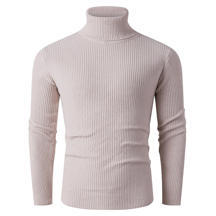 Herren nan taillierter Rippen-Strick Rollkragenpullover Slim Fit Drune