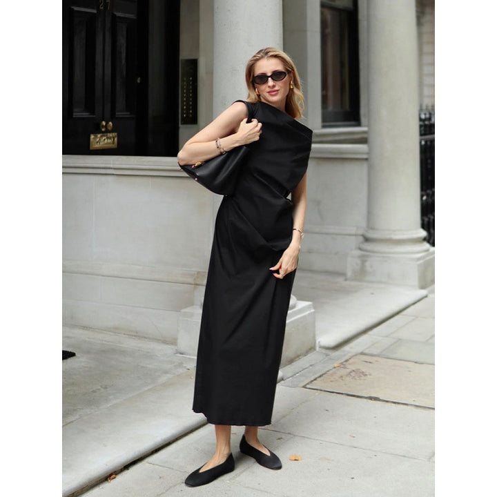 Damen elegantes Wickelkleid mit asymmetrischem Schnitt und schickem Taillendetail Drune