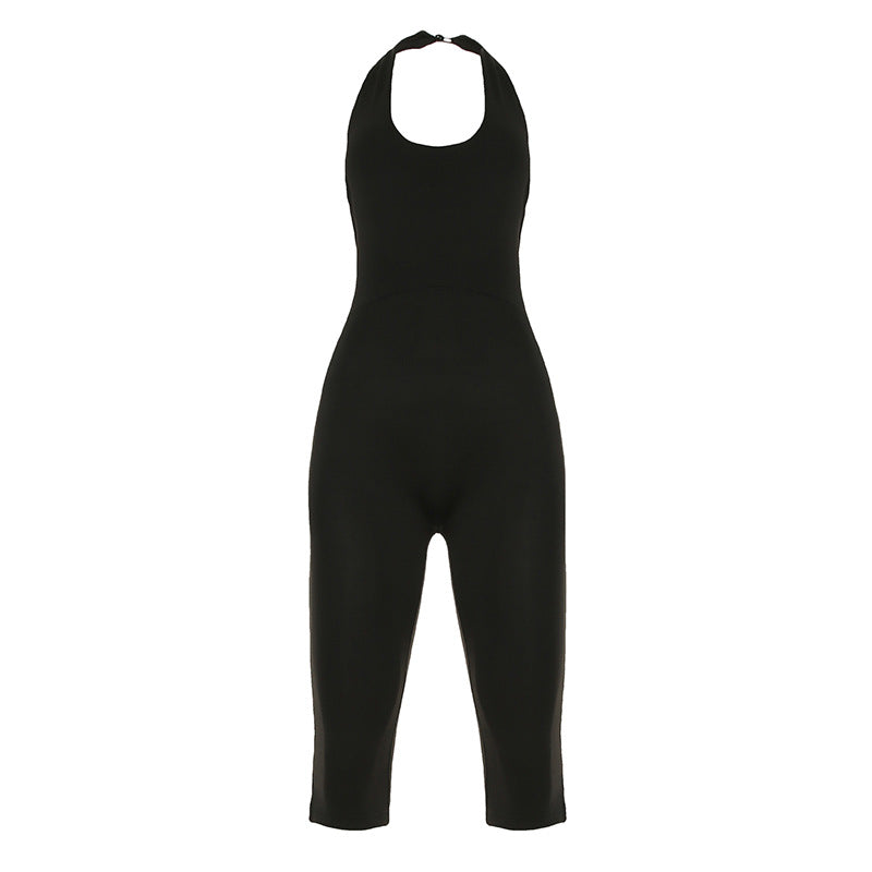 Damen körperbetonter Jumpsuit mit tiefem Rückenausschnitt und reinem Design Drune
