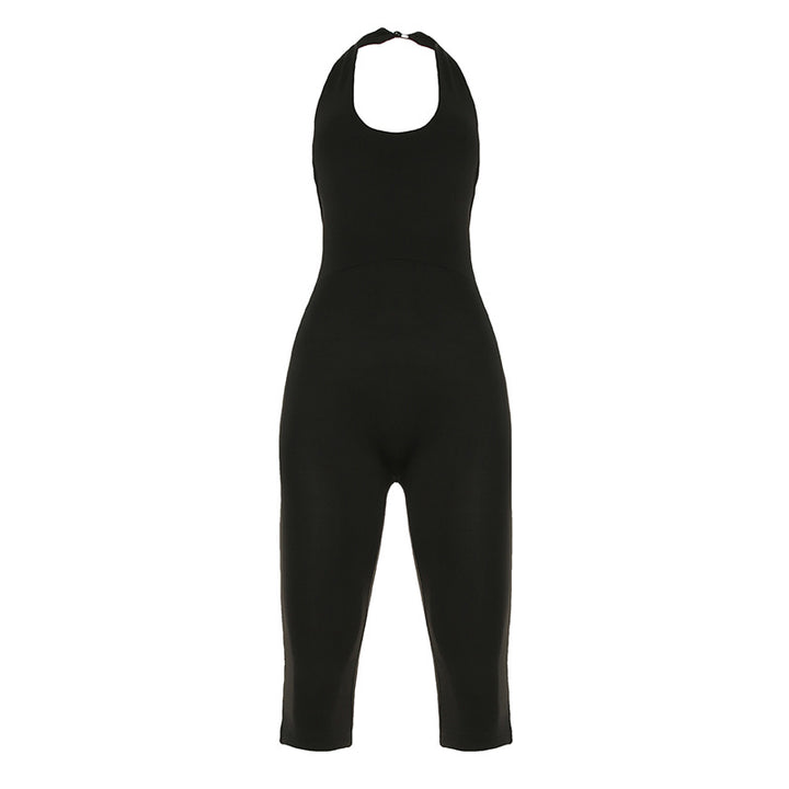 Damen körperbetonter Jumpsuit mit tiefem Rückenausschnitt und reinem Design Drune