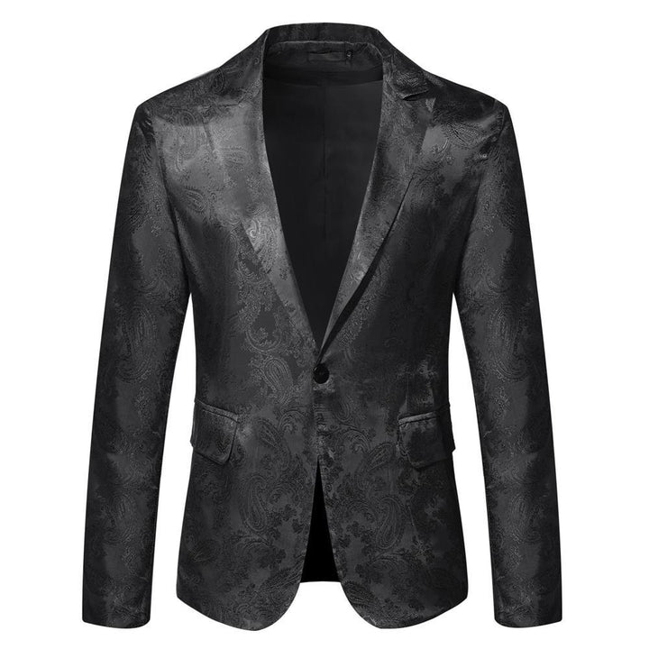 Herren Eleganter Paisley Muster Satin Blazer Drune