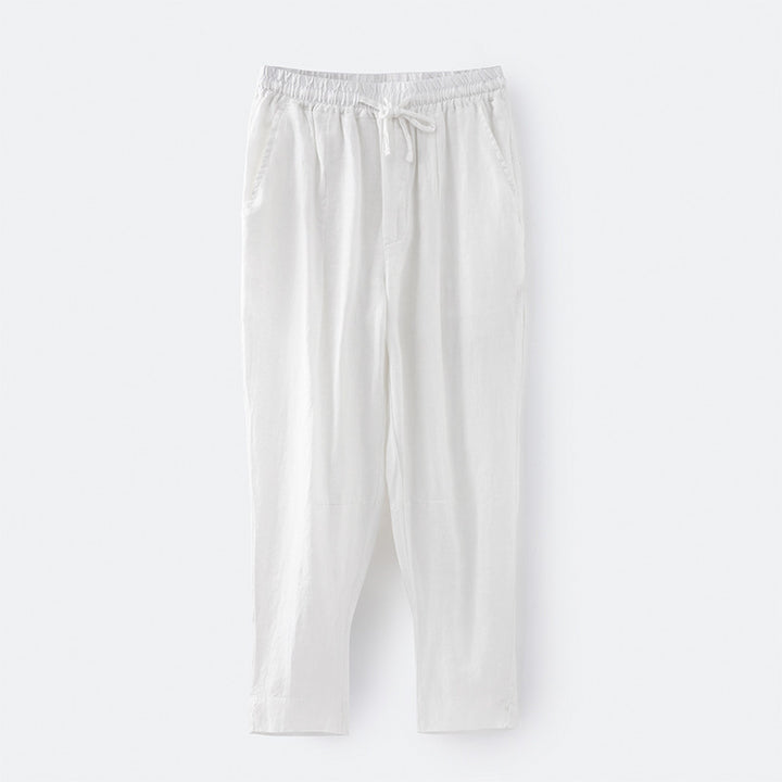 Damen lässige Leinenhose mit elastischem Bund und praktischen Seitentaschen Drune