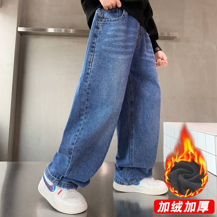 Herren lässige Oversized-Jeans mit tiefem Bund und seitlichen Taschen Drune