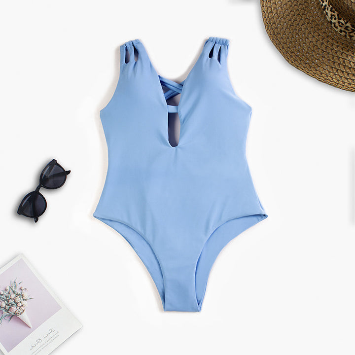 Damen Cut-Out Badeanzug mit modischen Kreuzträgern Drune