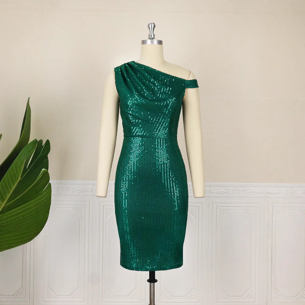 Damen Figurbetontes Cocktailkleid mit asymmetrischem Ausschnitt Drune
