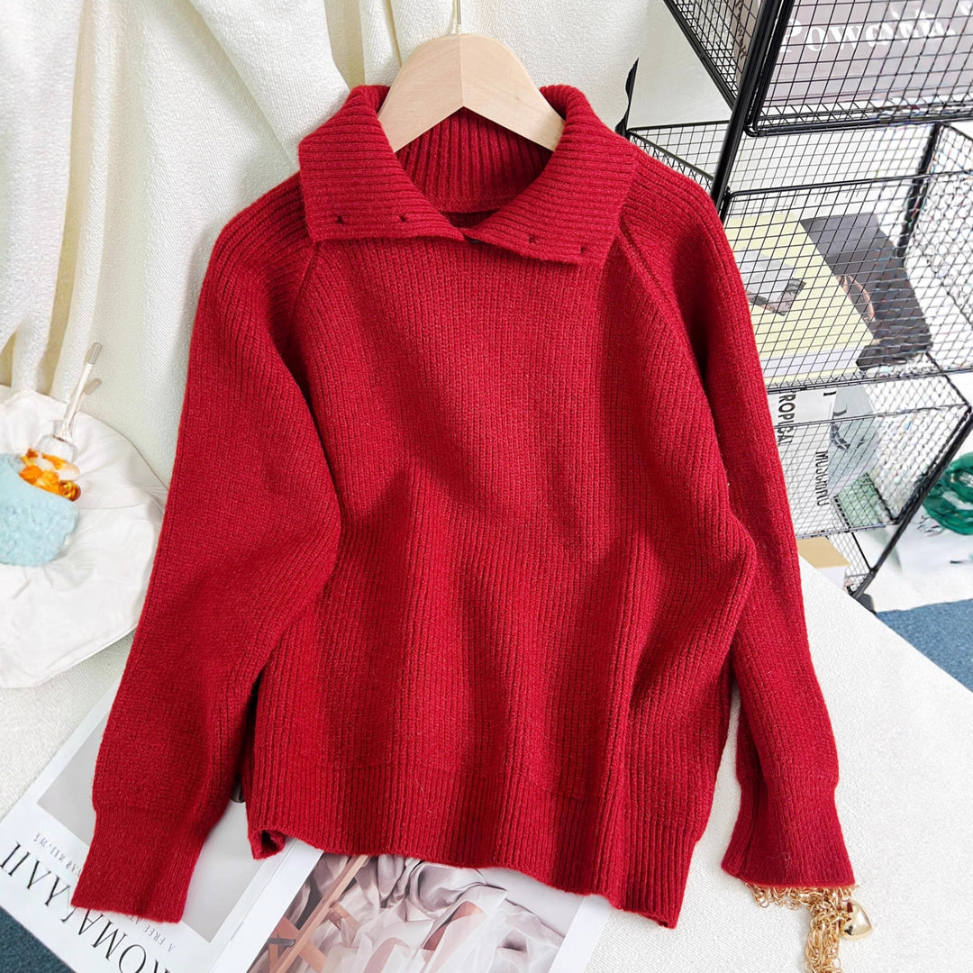 Damen warmer Rollkragenpullover aus weichem Strickmaterial Drune