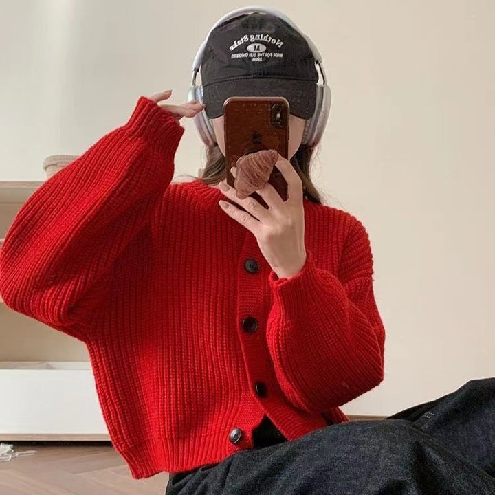 Damen Strickjacke mit Knöpfen Drune