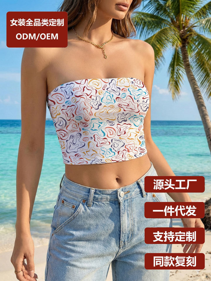 Damen Bandeau-Top mit modernem Tierdruck und elastischer Passform Drune