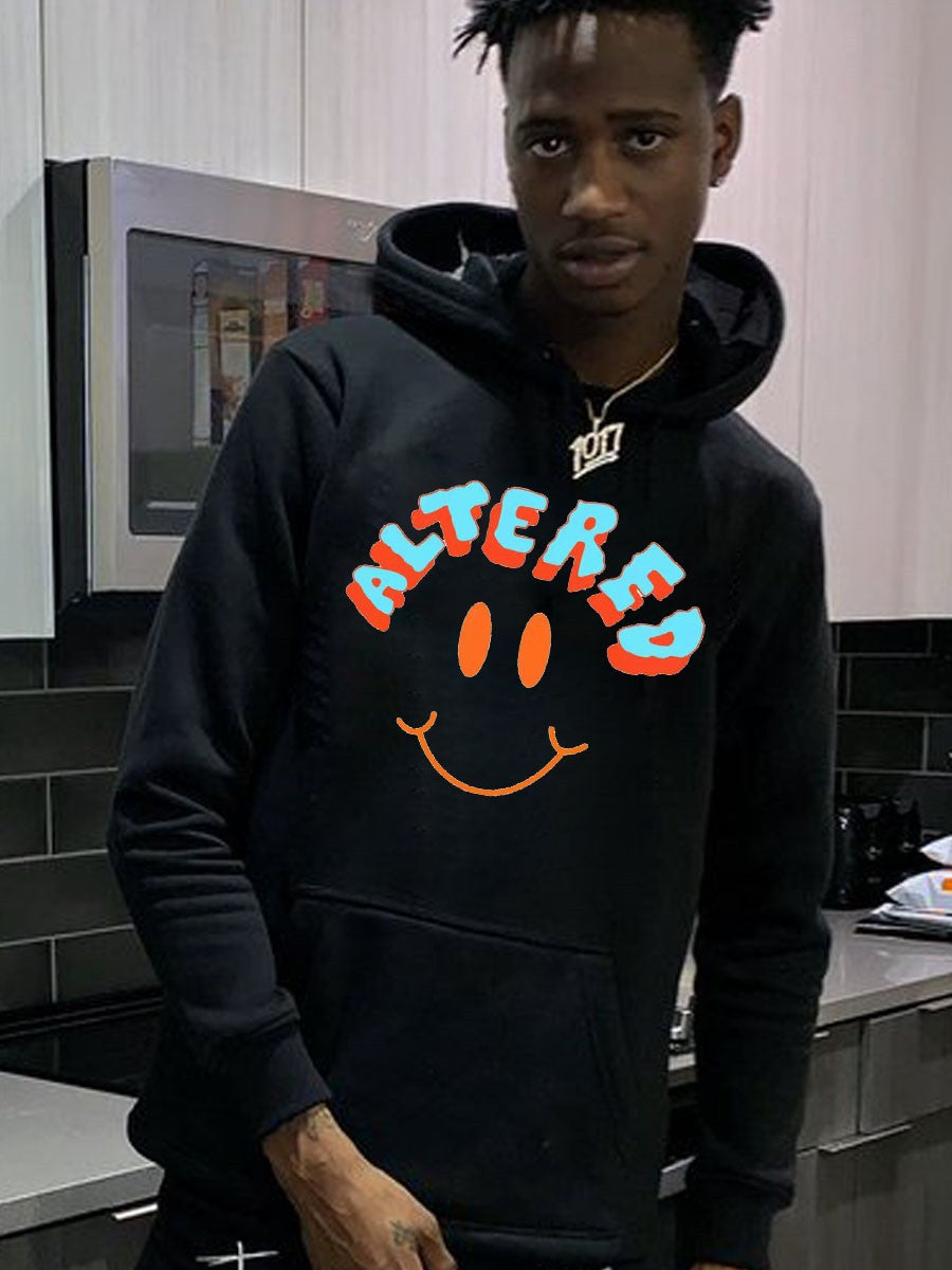 Herren Kapuzenpullover mit auffälligem Smiley-Print und bequemer Passform Drune