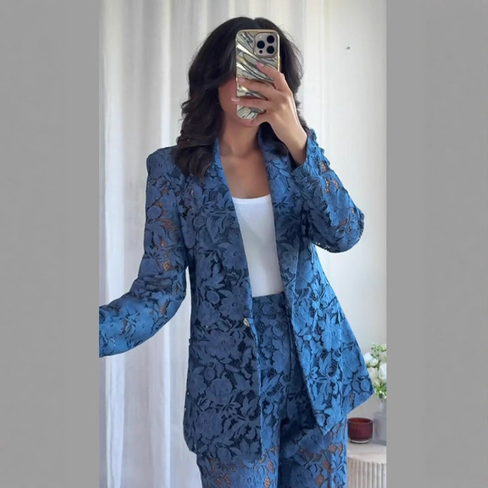 Damen Spitzenanzug Set Drune
